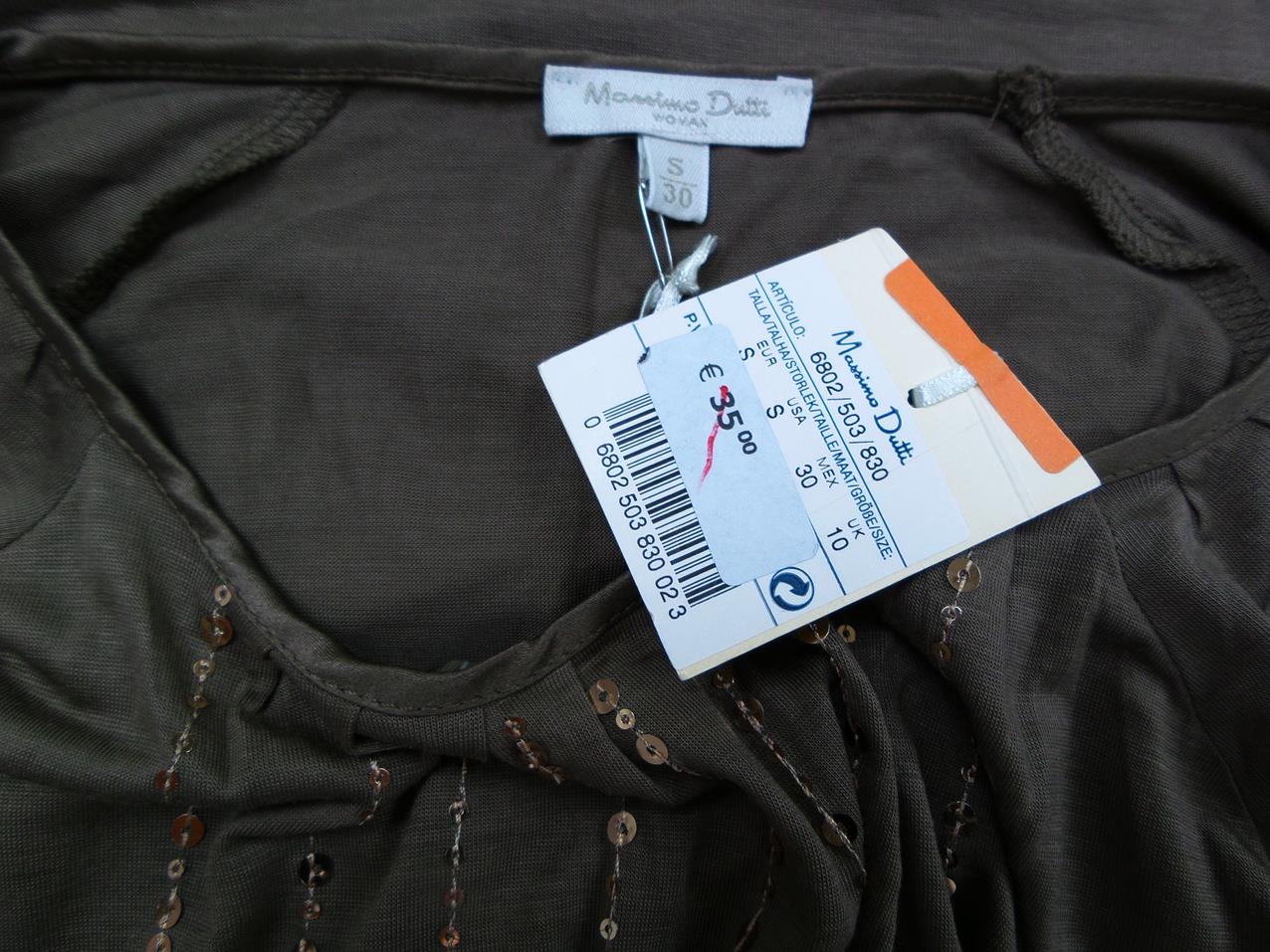 Massimo dutti Rozmiar S Kolor Zielony Okrągły dekolt Bluzka Krótki rękaw Materiał Lyocell Massimo dutti Rozmiar S Kolor Zielony Okrągły dekolt Bluzka Krótki rękaw Materiał Lyocell