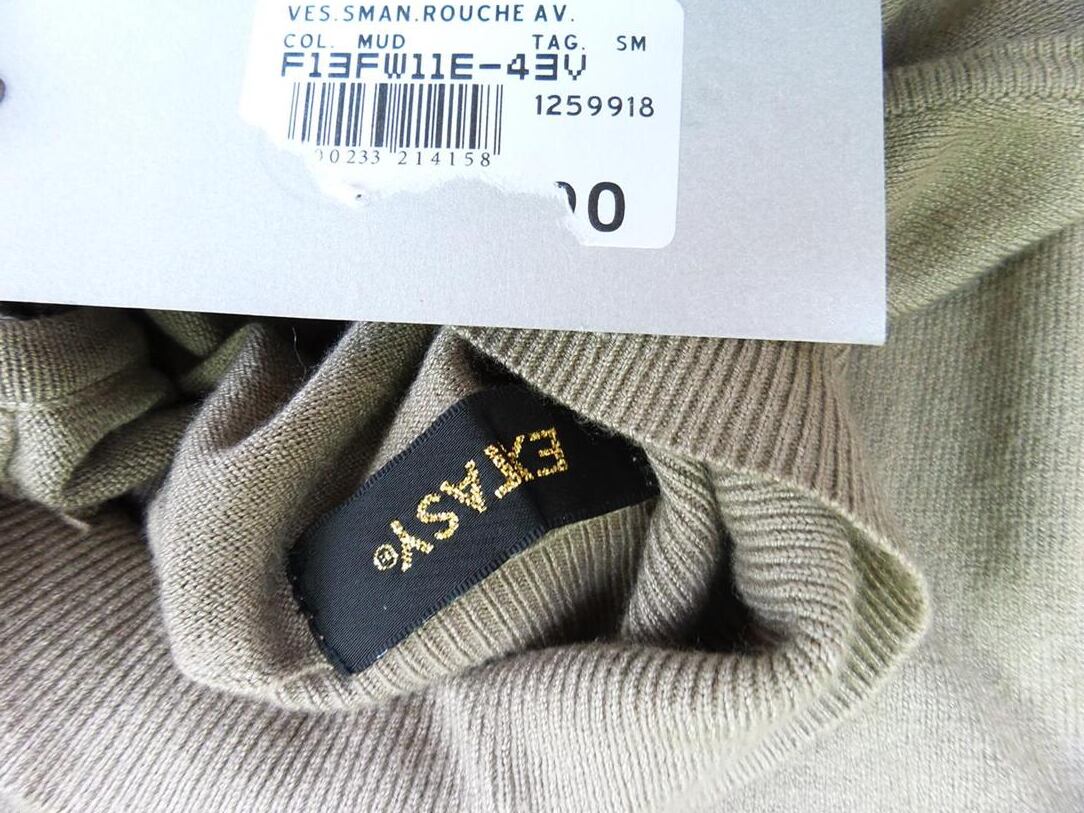 Extasy Italy Rozmiar S/M Kolor Beżowy High Neck Sukienka Sweterkowa Bezrękawnik Do Kolan Extasy Italy Rozmiar S/M Kolor Beżowy High Neck Sukienka Sweterkowa Bezrękawnik Do Kolan