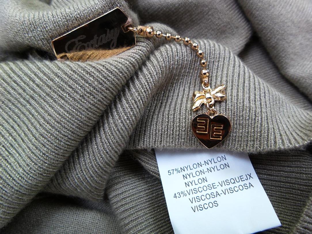 Extasy Italy Rozmiar S/M Kolor Beżowy High Neck Sukienka Sweterkowa Bezrękawnik Do Kolan Extasy Italy Rozmiar S/M Kolor Beżowy High Neck Sukienka Sweterkowa Bezrękawnik Do Kolan