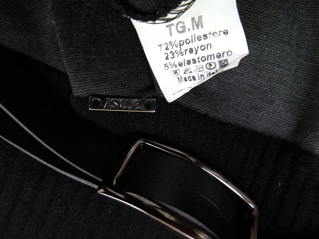 Extasy Italy Rozmiar M Kolor Szary Okrągły dekolt Sukienka Sweterkowa Długi rękaw Do Kolan