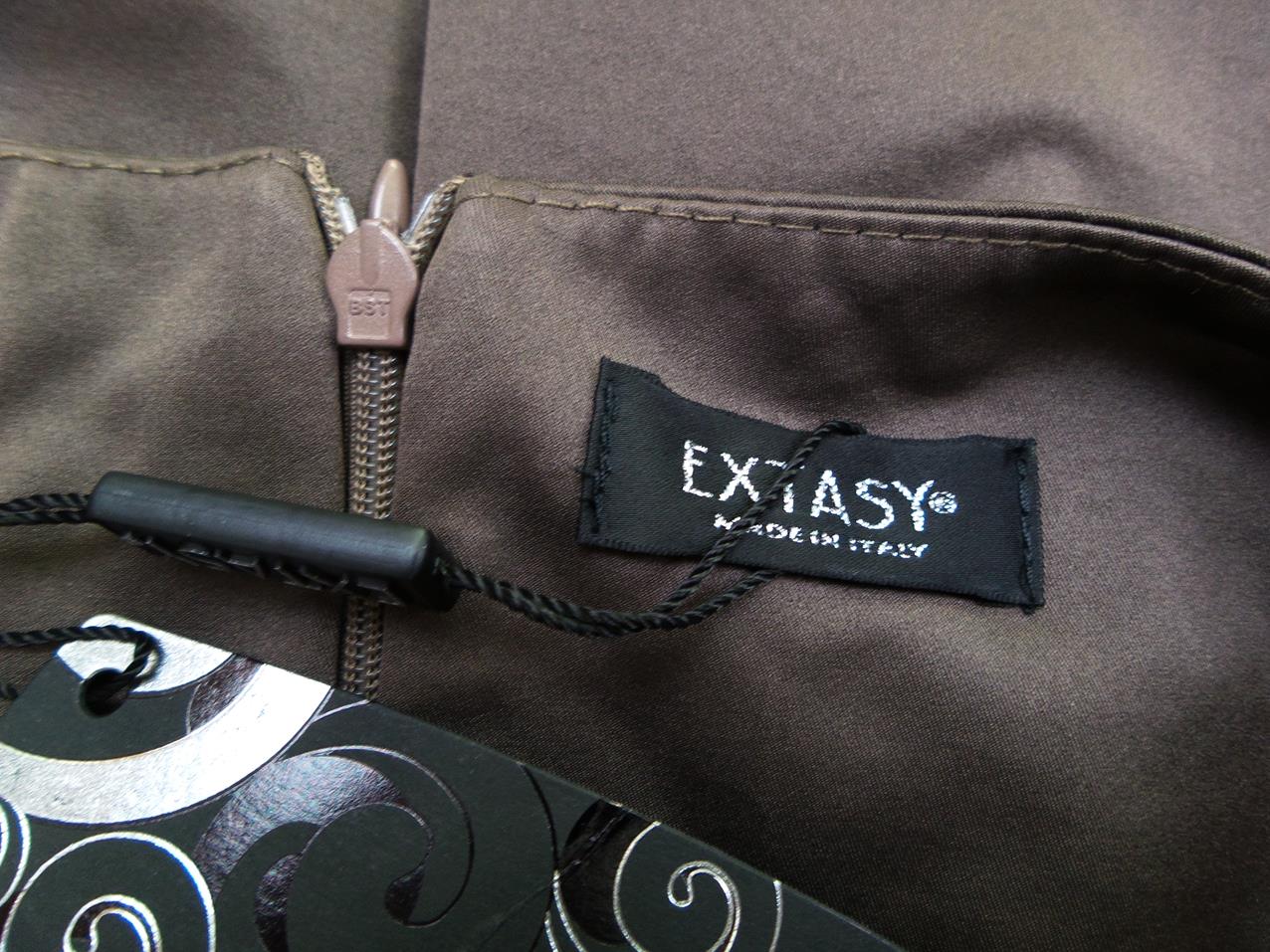 Extasy Italy Rozmiar 42 Kolor Brązowy Okrągły dekolt Sukienka Sheath Bezrękawnik Do Kolan
