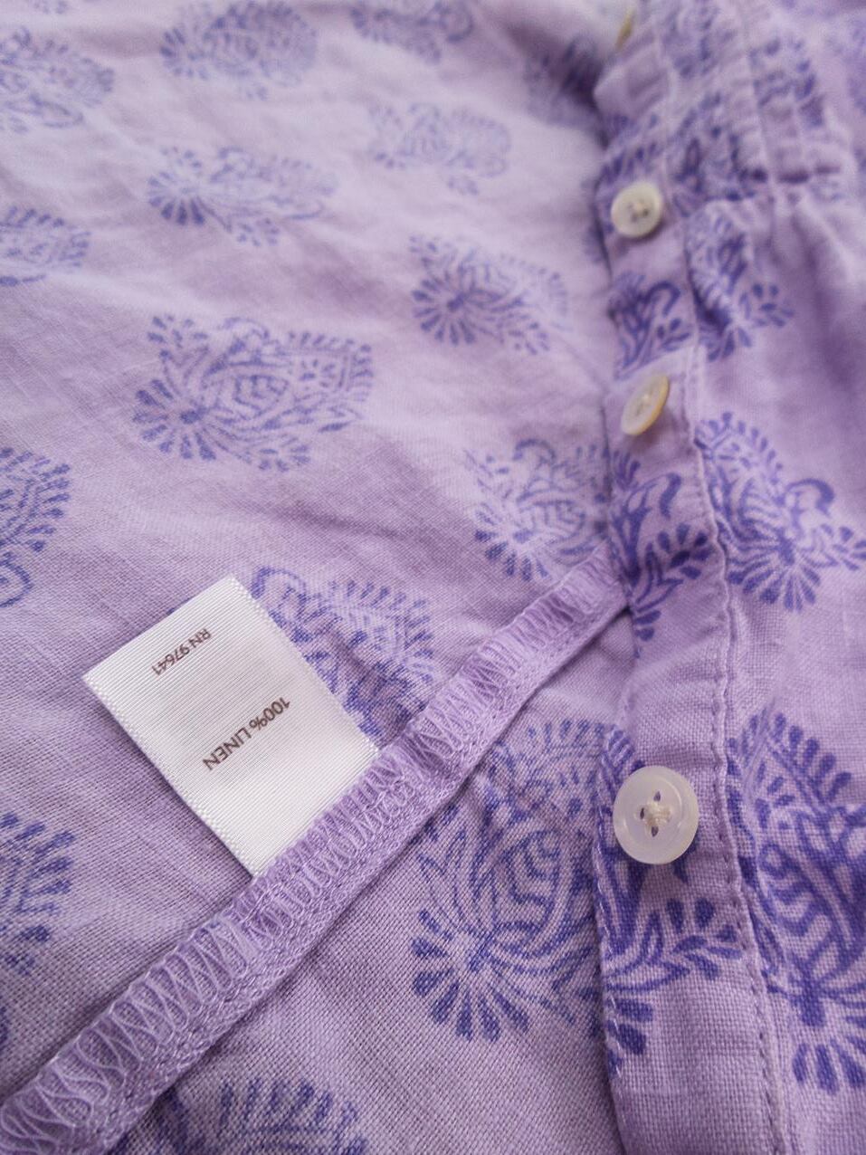 J.Jill Rozmiar XS Kolor Lawendowy Damask Paisley Kołnierz Koszula Zapinana Bluzka Rękaw 3/4 Materiał Len J.Jill Rozmiar XS Kolor Lawendowy Damask Paisley Kołnierz Koszula Zapinana Bluzka Rękaw 3/4 Materiał Len