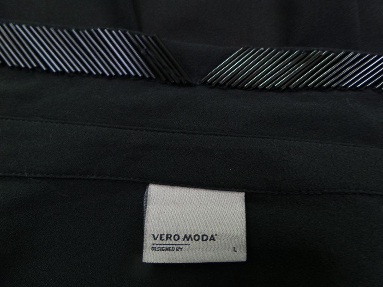 20170908_105649.jpg Vero moda Rozmiar L Kolor Czarny Kołnierz Koszula Zapinana Bluzka Długi rękaw