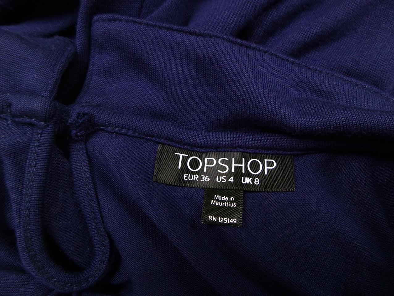 Topshop Rozmiar 36 Kolor Granatowy Kołnierz Sukienka Mini Długi rękaw Krótka Materiał Wiskoza Topshop Rozmiar 36 Kolor Granatowy Kołnierz Sukienka Mini Długi rękaw Krótka Materiał Wiskoza