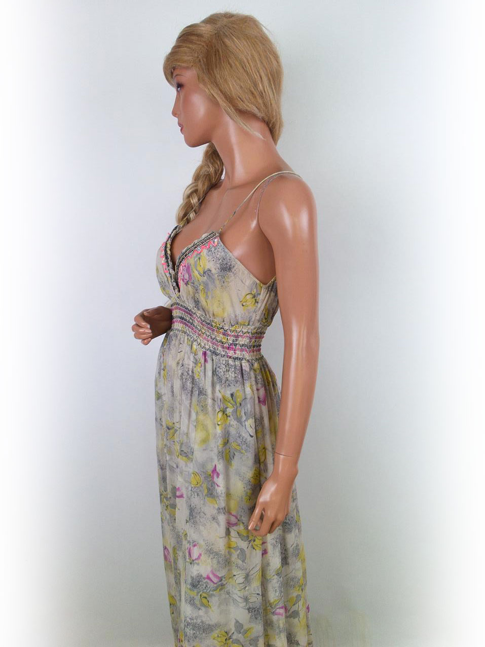 River island Rozmiar 8/34 Kolor Żółty W serek Sukienka Maxi Bezrękawnik Długa Materiał Wiskoza River island Rozmiar 8/34 Kolor Żółty W serek Sukienka Maxi Bezrękawnik Długa Materiał Wiskoza