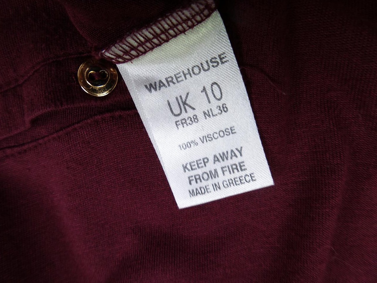 Warehouse Rozmiar 36 Kolor Bordowy Okrągły dekolt Tunika Bluzka Krótki rękaw Materiał Wiskoza Warehouse Rozmiar 36 Kolor Bordowy Okrągły dekolt Tunika Bluzka Krótki rękaw Materiał Wiskoza