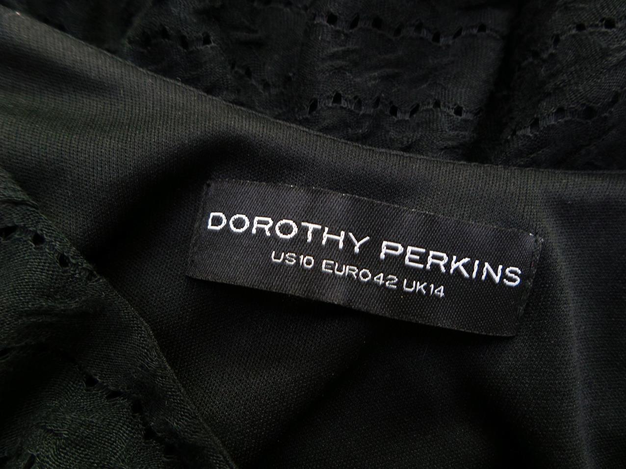 Dorothy perkins Rozmiar 42 Kolor Czarny Okrągły dekolt Sukienka A-Line Bezrękawnik Do Kolan Dorothy perkins Rozmiar 42 Kolor Czarny Okrągły dekolt Sukienka A-Line Bezrękawnik Do Kolan