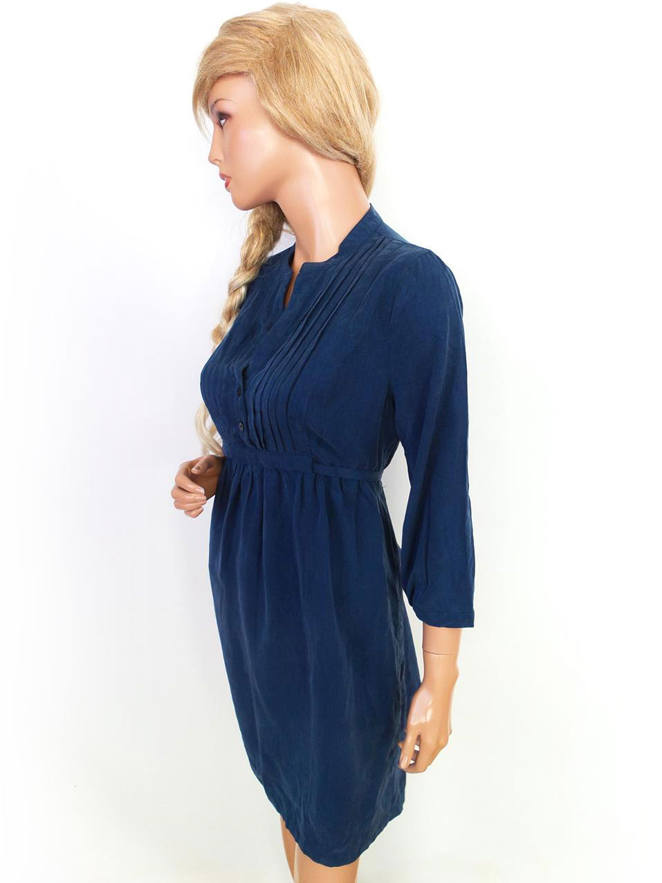 Hillevi Rozmiar 38 Kolor Granatowy Split Crew Neck Sukienka Koszulowa Rękaw 3/4 Do Kolan Materiał Tencel 100% Hillevi Rozmiar 38 Kolor Granatowy Split Crew Neck Sukienka Koszulowa Rękaw 3/4 Do Kolan Materiał Tencel 100%