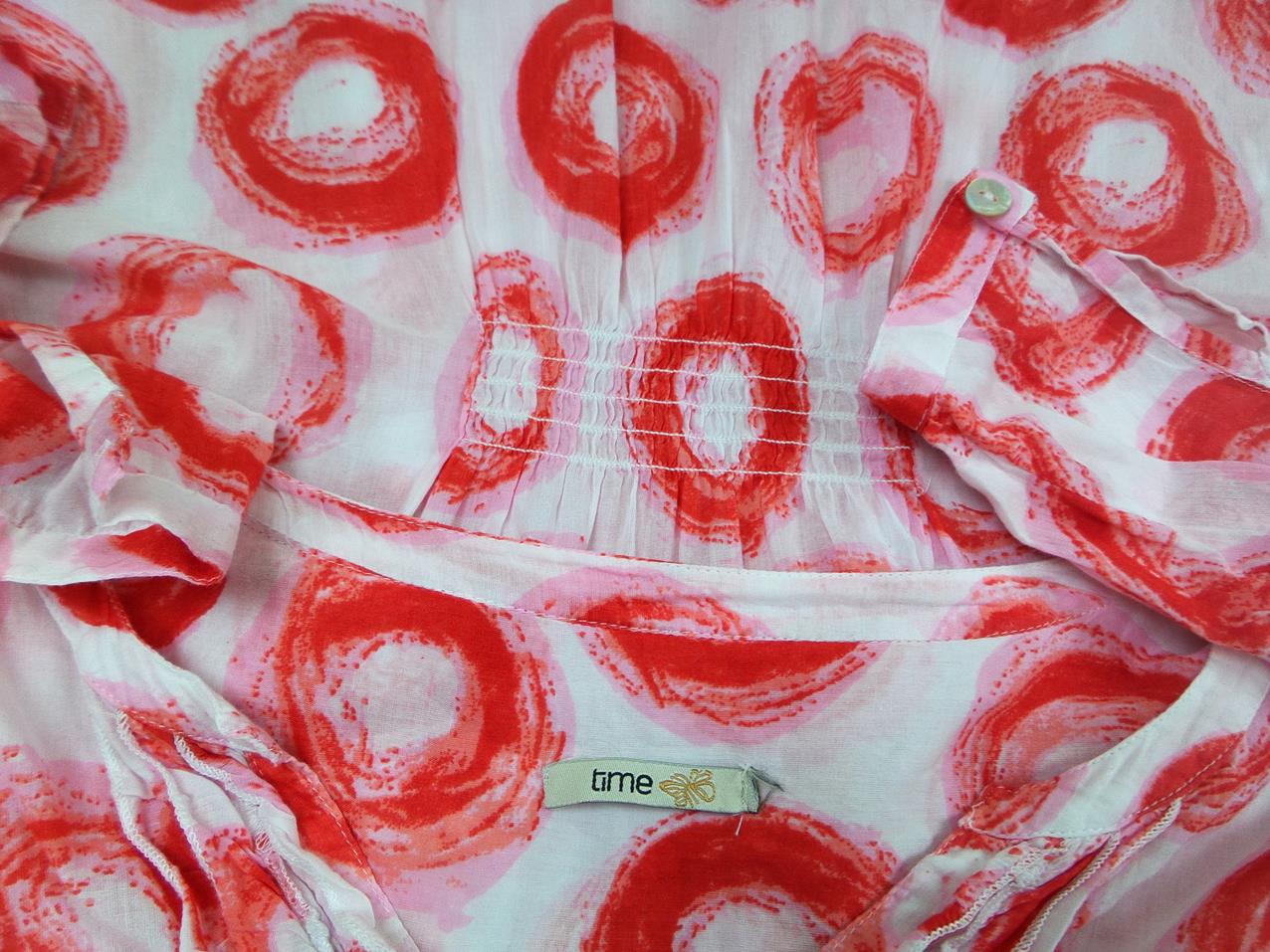 Time Rozmiar XXL Kolor Pomarańczowy Split Crew Neck Sukienka Mini Rękaw 3/4 Krótka Materiał Bawełna 100%