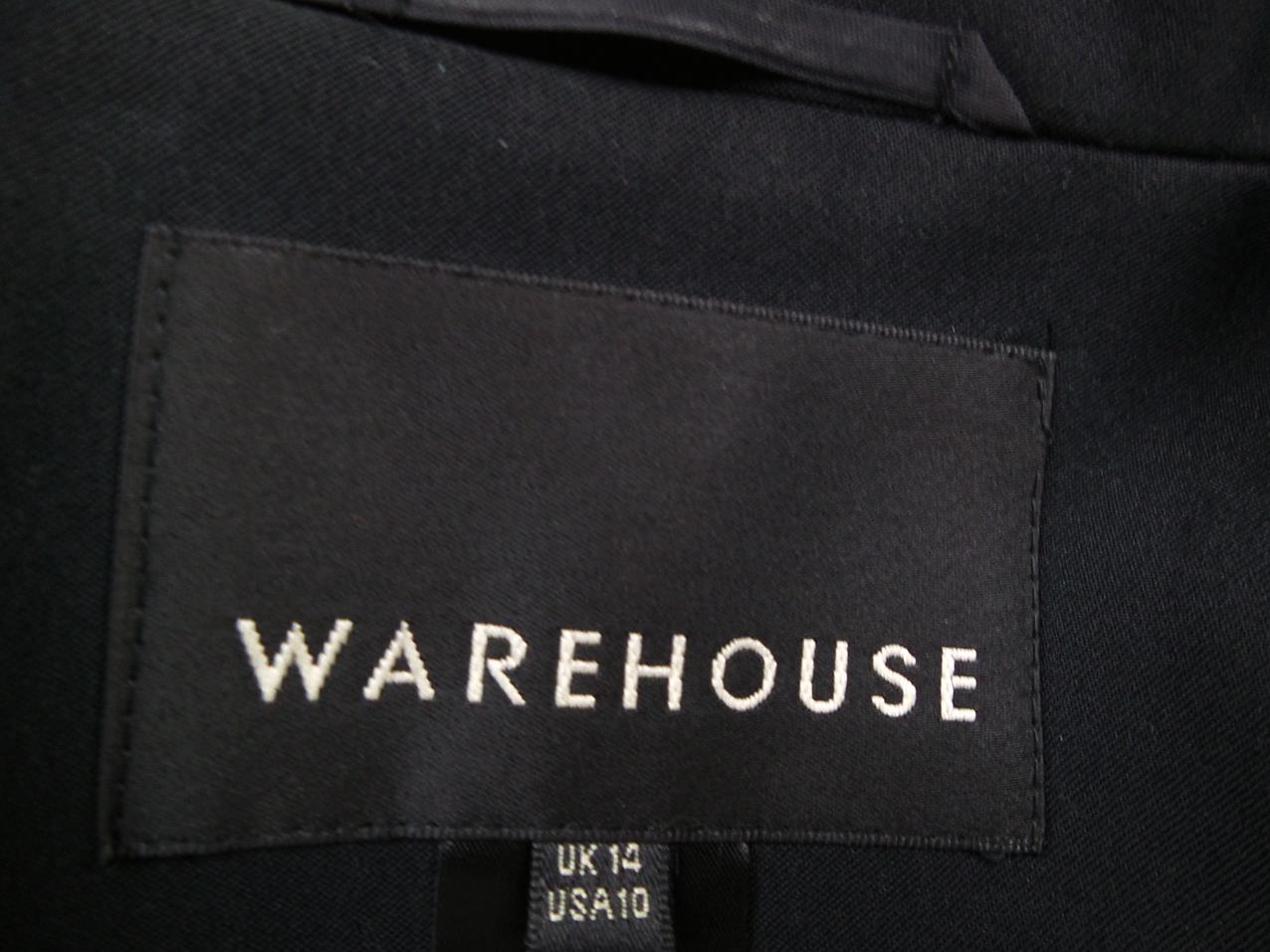Warehouse Rozmiar 10 (38) Kolor Czarny Kołnierz Żakiet z zapięciem Długi rękaw