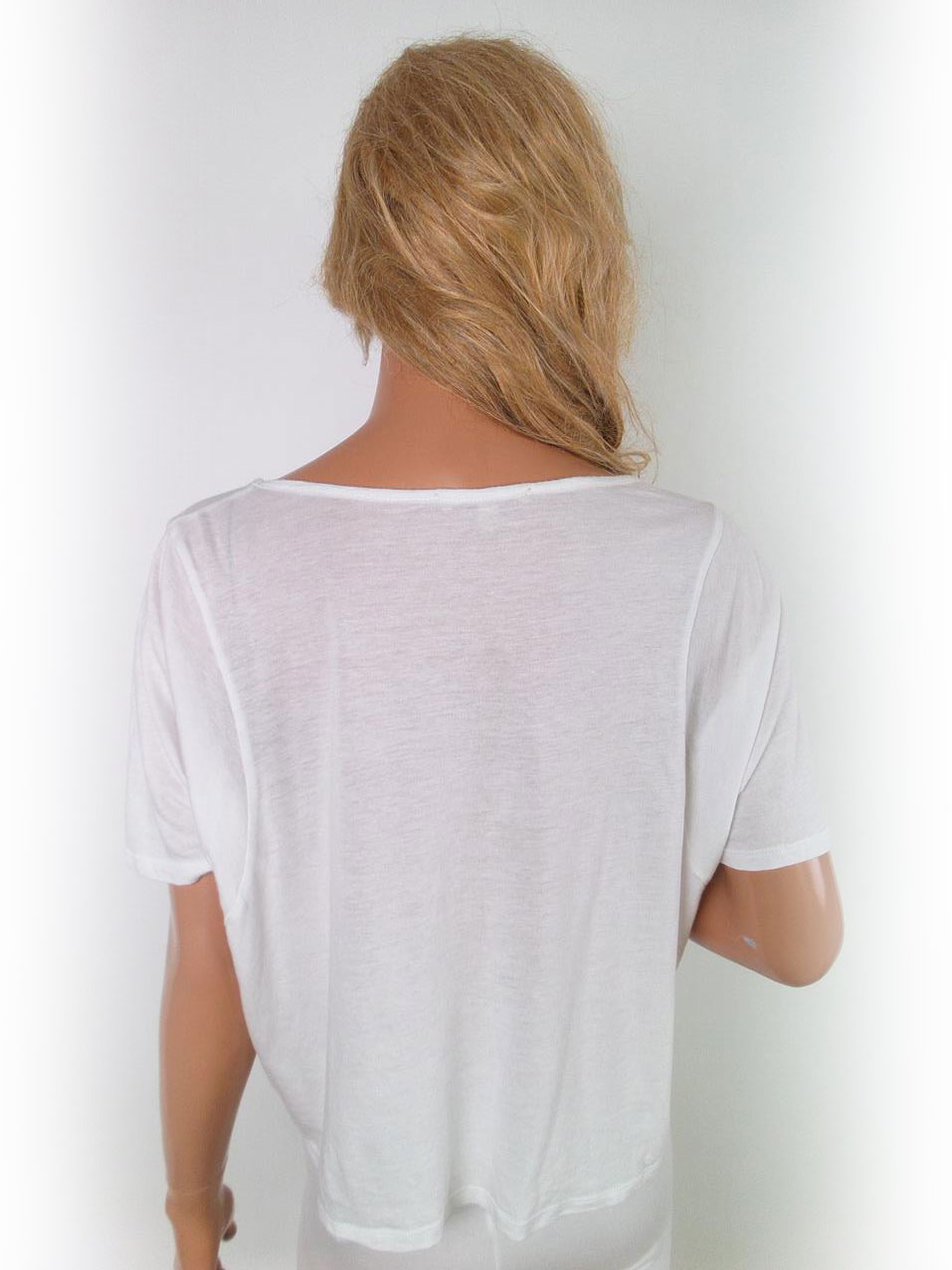 Zara Rozmiar M Kolor Biały Okrągły dekolt T-Shirt Krótki rękaw Materiał Bawełna
