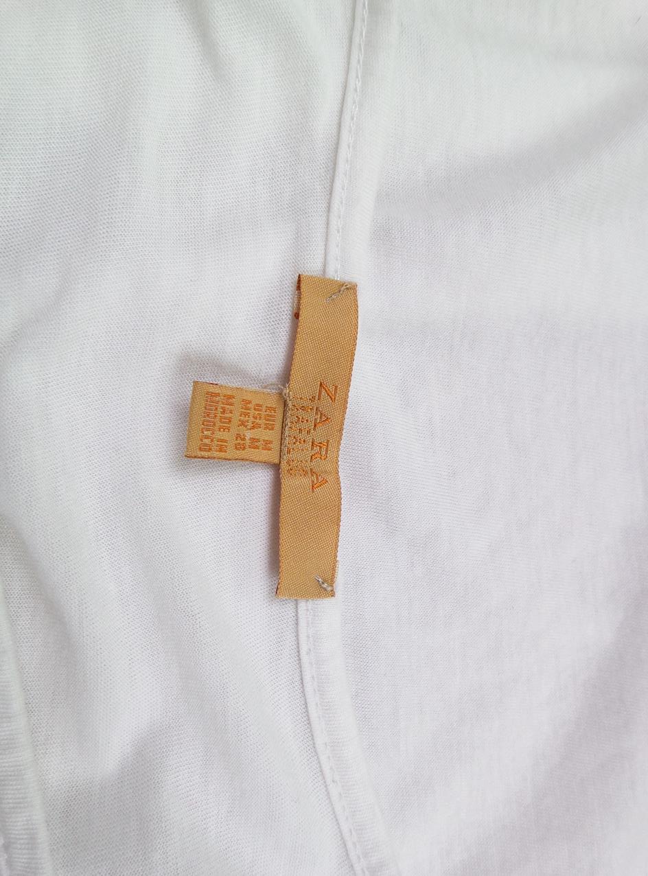 Zara Rozmiar M Kolor Biały Okrągły dekolt T-Shirt Krótki rękaw Materiał Bawełna