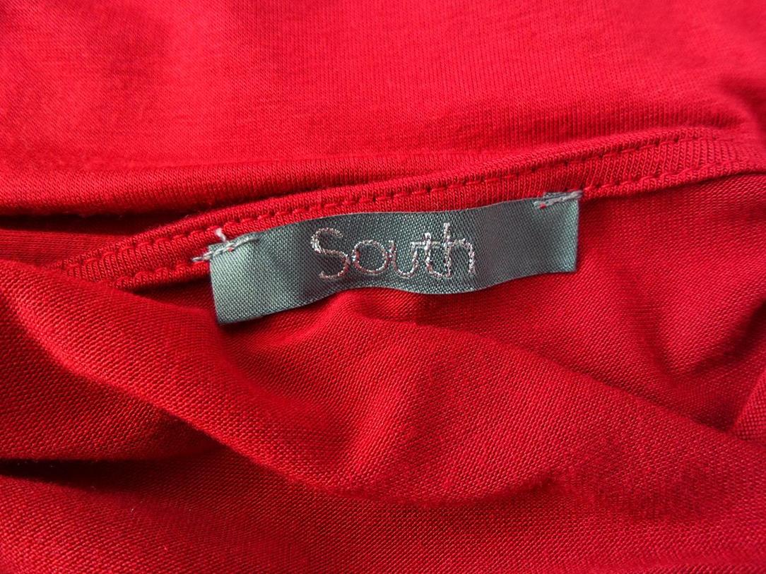 South Rozmiar 14 (42) Kolor Czerwony W serek Sukienka Sheath Rękaw 3/4 Midi Materiał Wiskoza South Rozmiar 14 (42) Kolor Czerwony W serek Sukienka Sheath Rękaw 3/4 Midi Materiał Wiskoza
