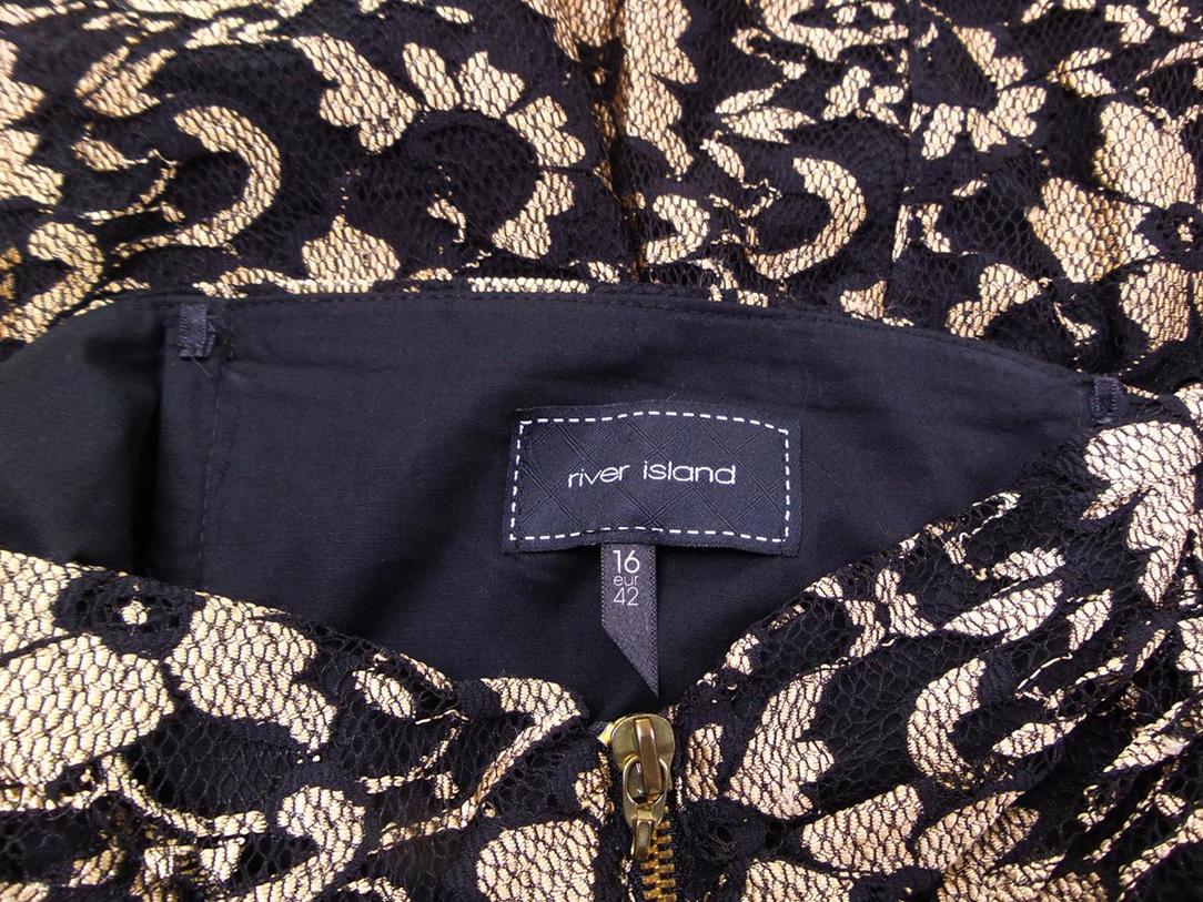 River island Rozmiar 42 Kolor Czarny Dekolt Serce Sukienka Mini Bezrękawnik Krótka