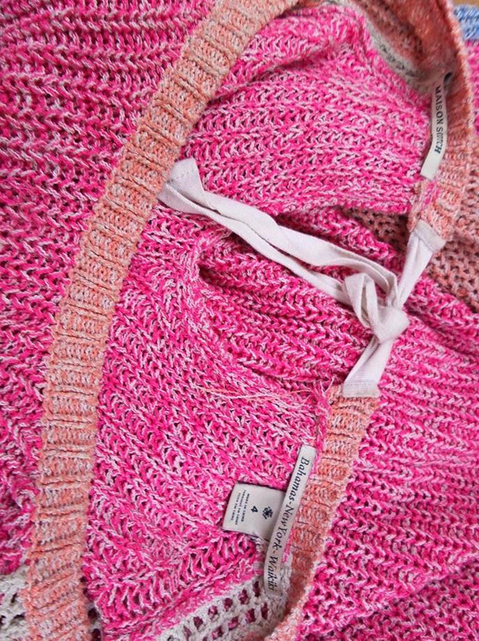 20171011_162305.jpg Maison scotch Rozmiar 4 Kolor Różowy W łódkę Długi Sweter Tunika Długi rękaw Materiał Akryl Gruba dzianina