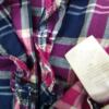 BONDELID Rozmiar 36 Kolor Różowy Krata Split Crew Neck Bluzka Zapinana Krótki rękaw Materiał Bawełna 100%