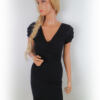 Mango Rozmiar XS Kolor Czarny W serek Sukienka Bodycon Krótki rękaw Midi Materiał Wiskoza
