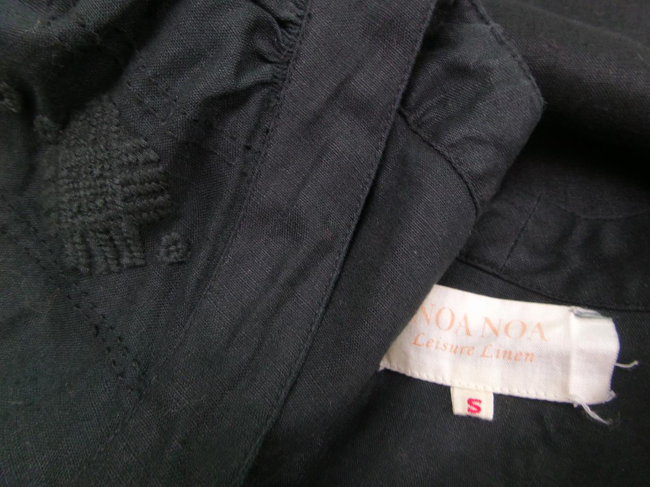 Noa noa Rozmiar S Kolor Czarny Kwadratowy dekolt Sukienka A-Line Krótki rękaw Do Kolan Materiał Len 100% Noa noa Rozmiar S Kolor Czarny Kwadratowy dekolt Sukienka A-Line Krótki rękaw Do Kolan Materiał Len 100%