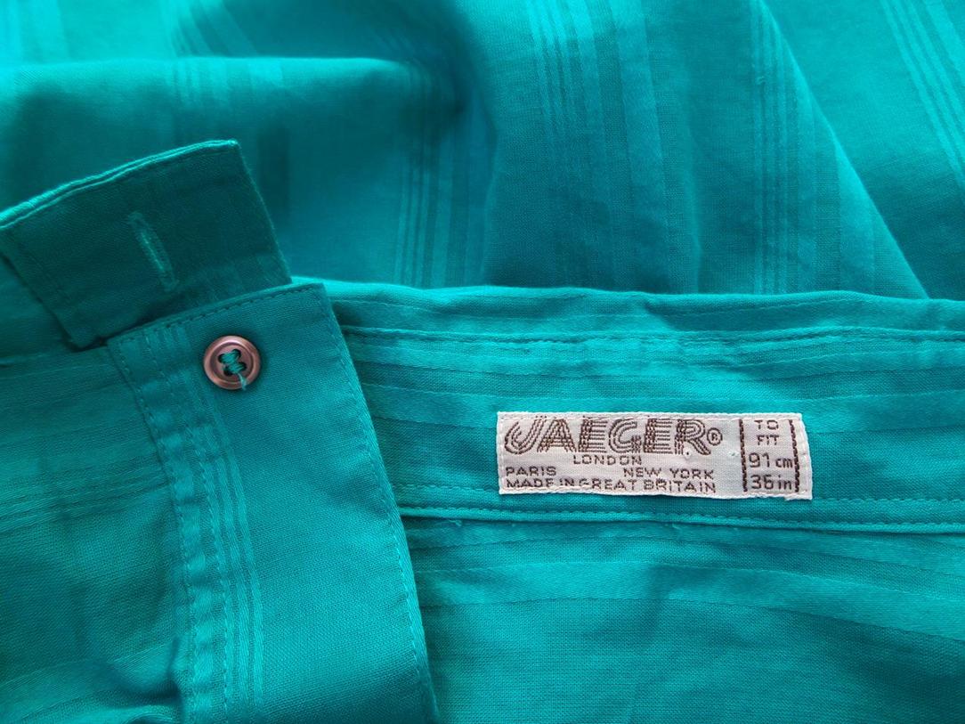 Jaeger Vintage Rozmiar M Kolor Niebieski Kołnierz Koszula Zapinana Bluzka Długi rękaw Materiał Bawełna 100%