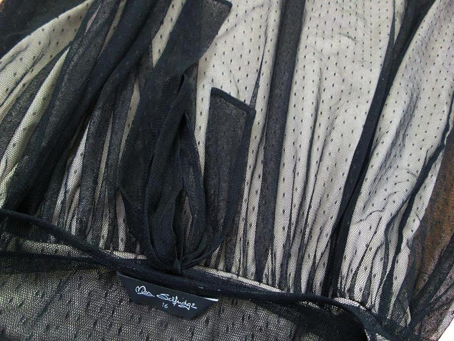 Miss selfridge Rozmiar 16 (44) Kolor Czarny Dekolt U Sukienka A-Line Bezrękawnik Do Kolan