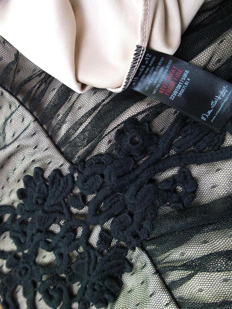 Miss selfridge Rozmiar 16 (44) Kolor Czarny Dekolt U Sukienka A-Line Bezrękawnik Do Kolan