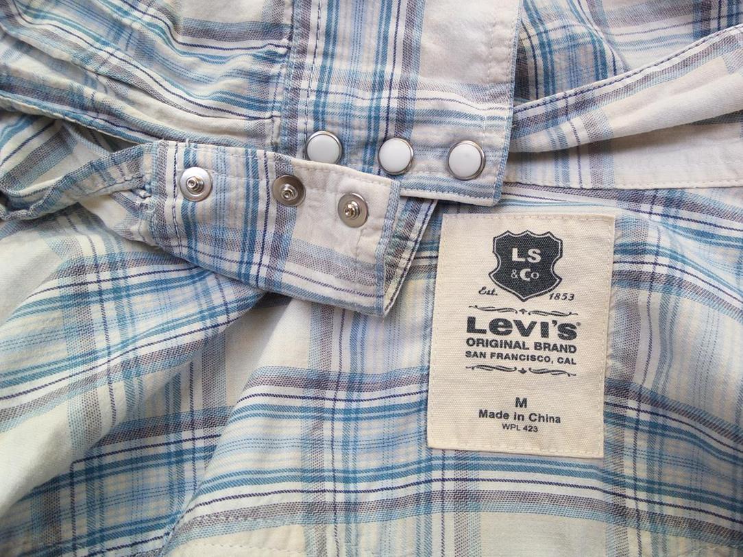 20171018_105453.jpg Levis Rozmiar M Kolor Niebieski Kołnierz Męska Koszula Casual Długi rękaw Materiał Bawełna 100%
