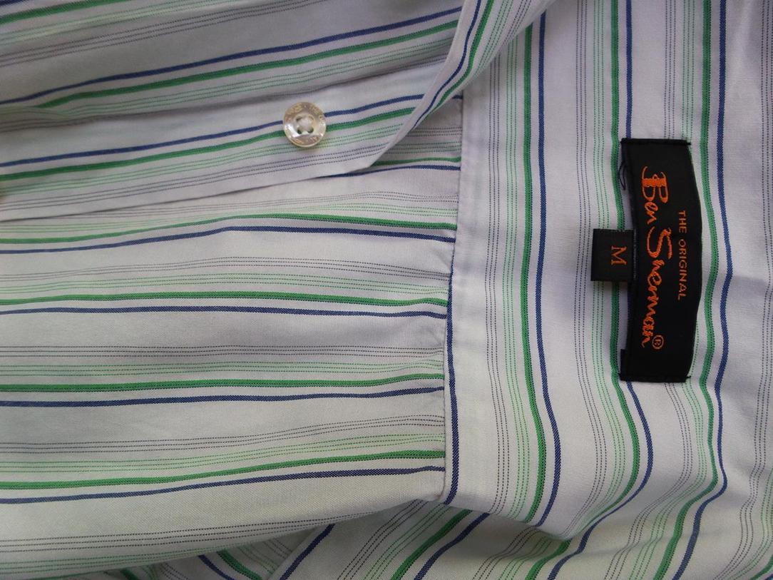 20171018_124556.jpg BEN SHERMAN Rozmiar M Kolor Zielony Kołnierz Męska Koszula Casual Krótki rękaw Materiał Bawełna