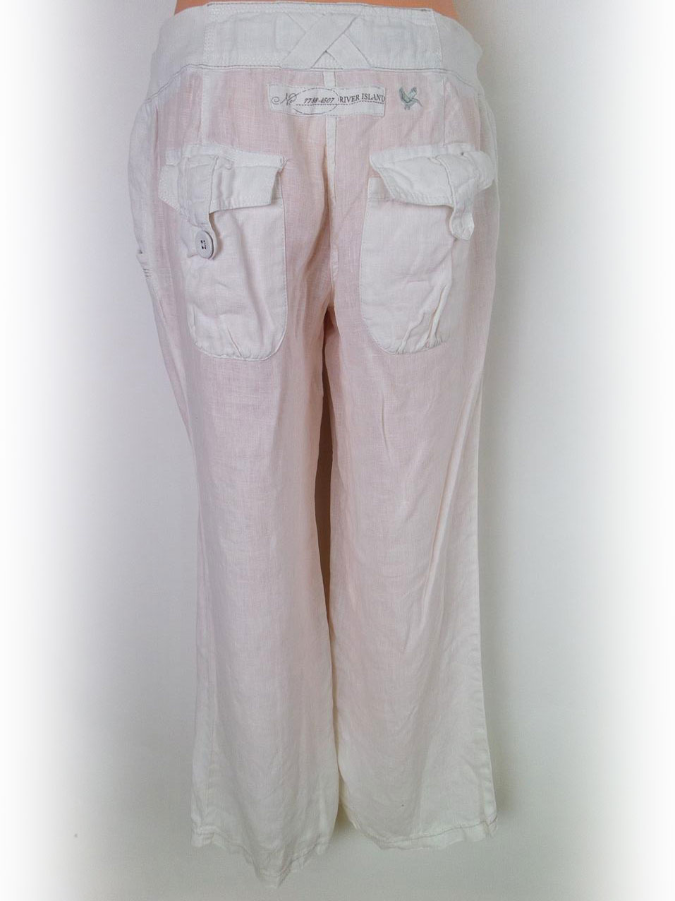 20171020_092943.jpg River island Rozmiar 12/38 Kolor Biały Spodnie Casual Materiał Len 100%