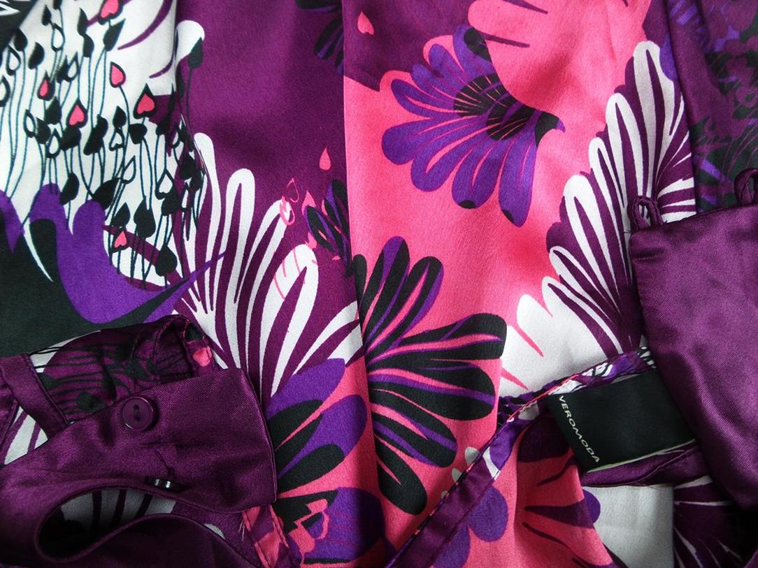 Vero moda Rozmiar M Kolor Fioletowy Roślinny Liście Halter Tunika Bluzka Bezrękawnik