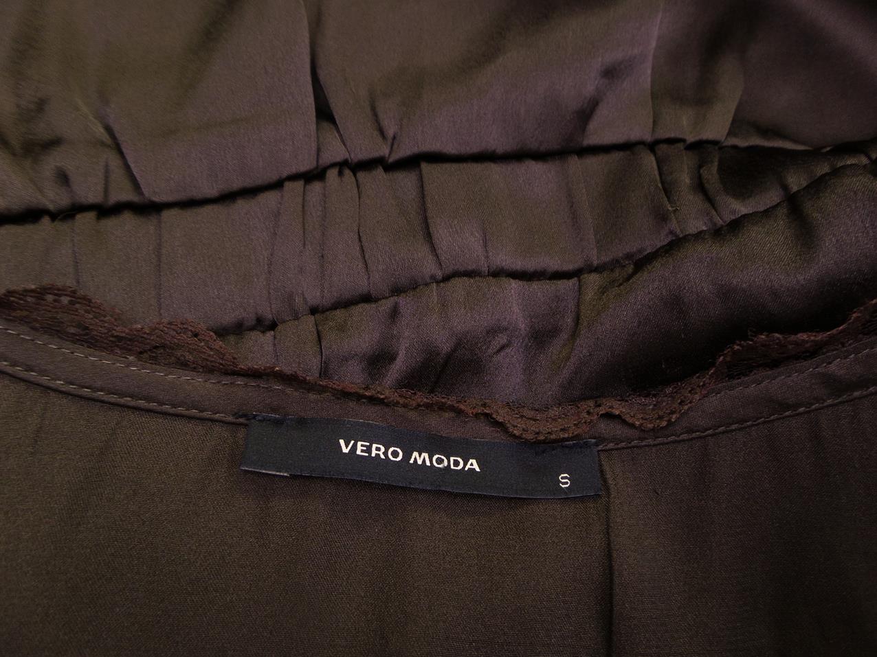 Vero moda Rozmiar S Kolor Brązowy W serek Tunika Bluzka Krótki rękaw Vero moda Rozmiar S Kolor Brązowy W serek Tunika Bluzka Krótki rękaw