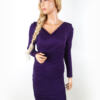 Love 21 Forever 21 Rozmiar S Kolor Fioletowy W serek Sukienka Bodycon Długi rękaw Do Kolan Materiał Rayon