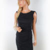 River island Rozmiar 12 (40) Kolor Czarny W łódkę Sukienka Bodycon Krótki rękaw Do Kolan
