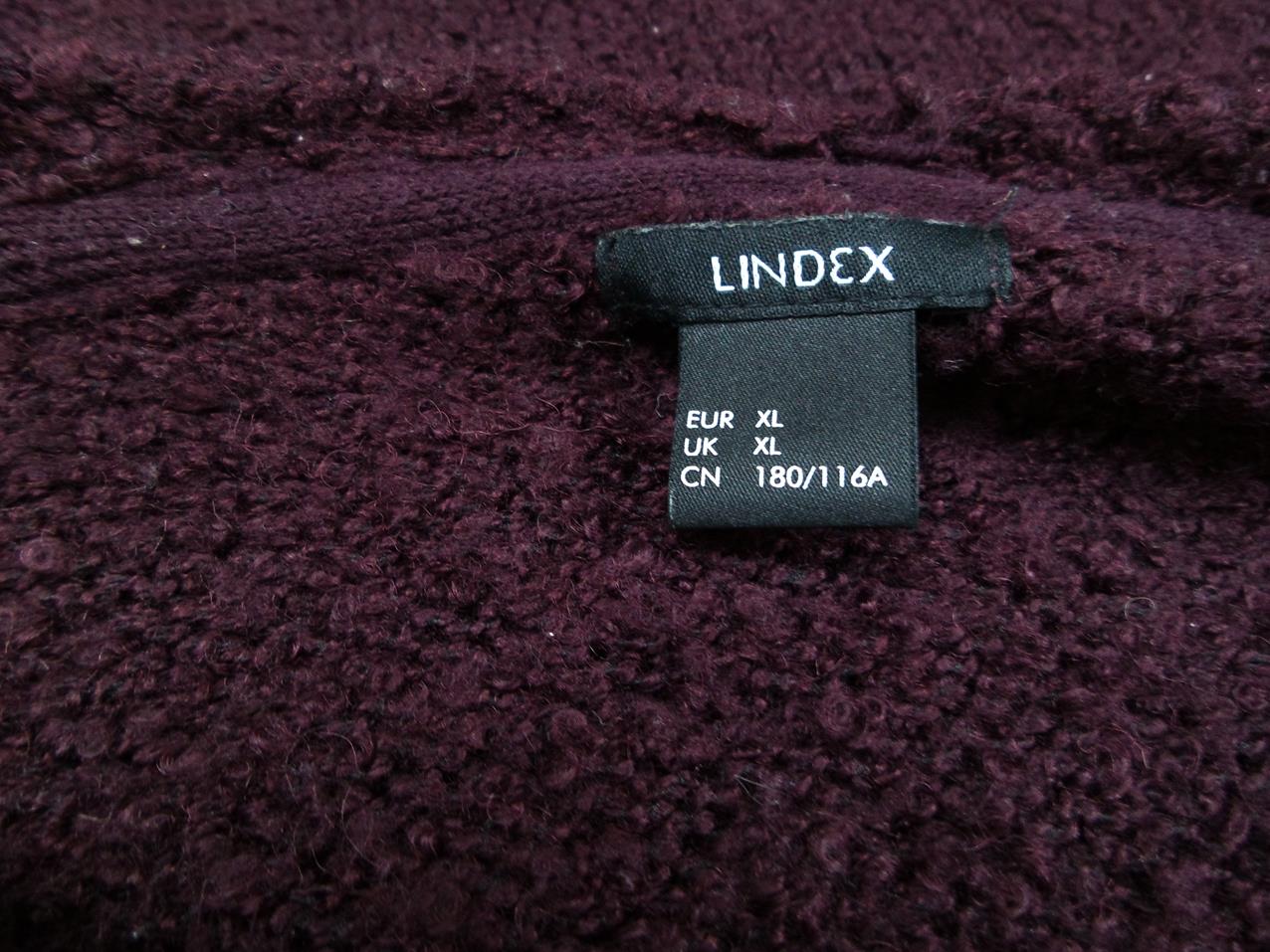 20171106_135550.jpg Lindex Rozmiar XL Kolor Brązowy W serek Długi Zapinany Kardigan Płaszcz Rękaw 3/4 Materiał Akryl Cienka dzianina
