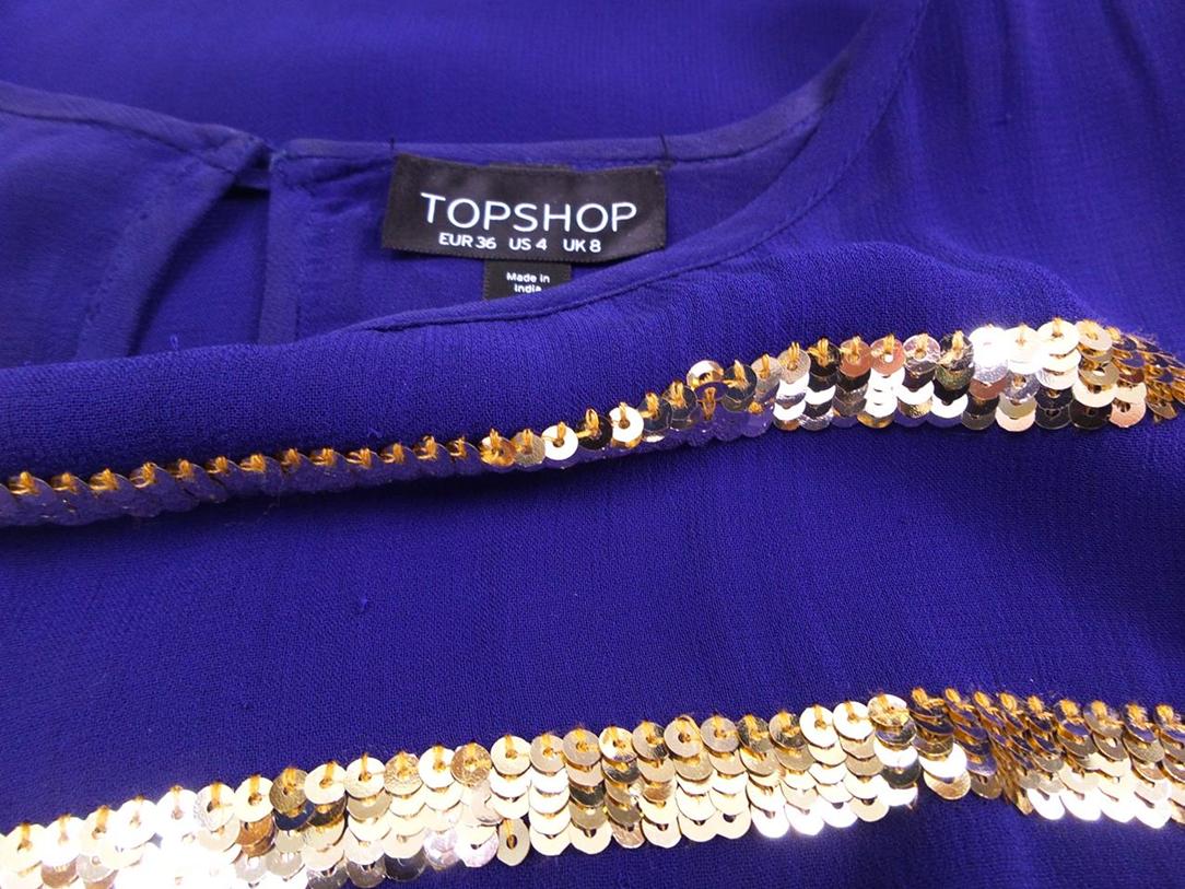 20171107_110202.jpg Topshop Rozmiar 36 Kolor Fioletowy Pasy Okrągły dekolt Bluzka Krótki rękaw Materiał Wiskoza 100%