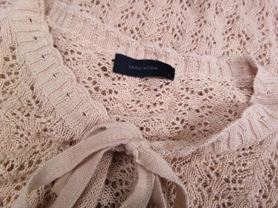 Vero moda Rozmiar L Kolor Beżowy Okrągły dekolt Tunika Bluzka Dzianina Krótki rękaw
