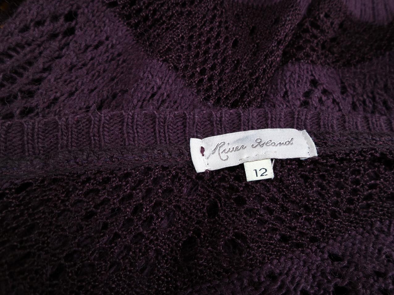 River island Rozmiar 12 (40) Kolor Brązowy W serek Kardigan Zapinany Długi rękaw Materiał Akryl Otwarta dzianina