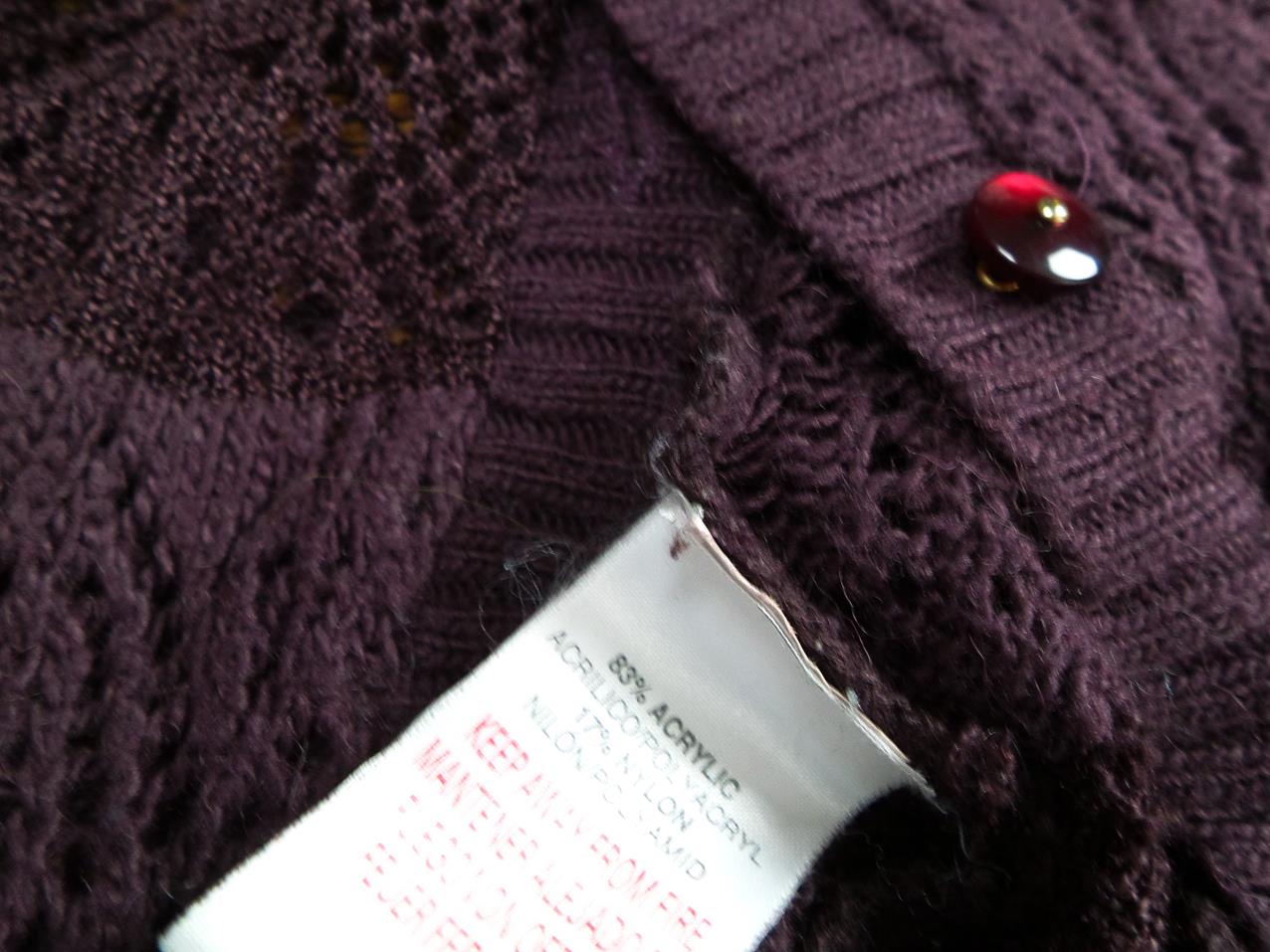 River island Rozmiar 12 (40) Kolor Brązowy W serek Kardigan Zapinany Długi rękaw Materiał Akryl Otwarta dzianina