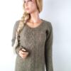 Vero moda Rozmiar L Kolor Brązowy Okrągły dekolt Tunika Bluzka Dzianina Długi rękaw