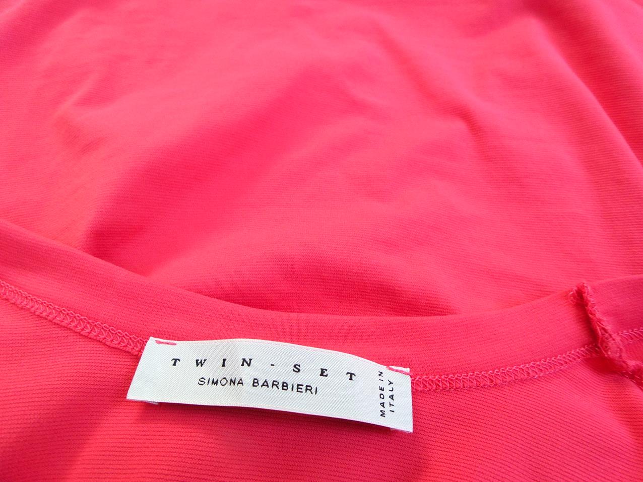 Twin set Simona Barbieri Kolor Różowy Okrągły dekolt T-Shirt Krótki rękaw Materiał Bawełna