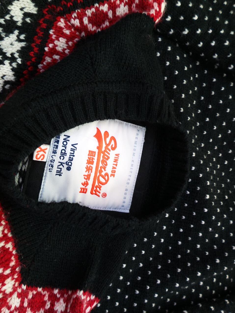 Superdry Rozmiar XS Kolor Czarny Fair Isle Crew Neck Tunika Bluzka Dzianina Długi rękaw Materiał Akryl