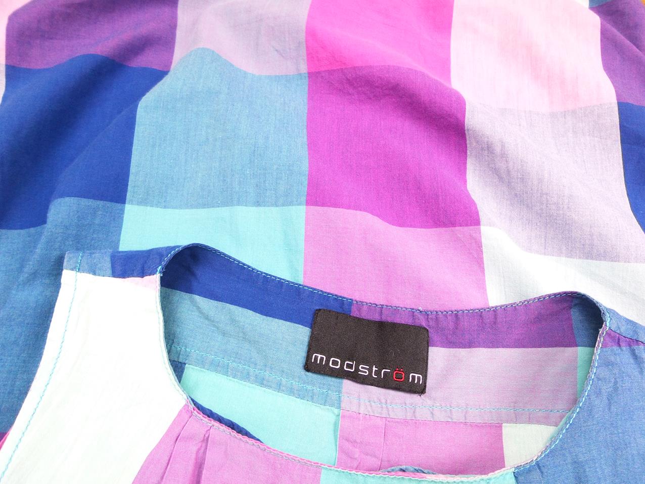 Modström Rozmiar XS Kolor Niebieski Krata Okrągły dekolt Tunika Bluzka Bezrękawnik Materiał Bawełna 100% Modström Rozmiar XS Kolor Niebieski Krata Okrągły dekolt Tunika Bluzka Bezrękawnik Materiał Bawełna 100%