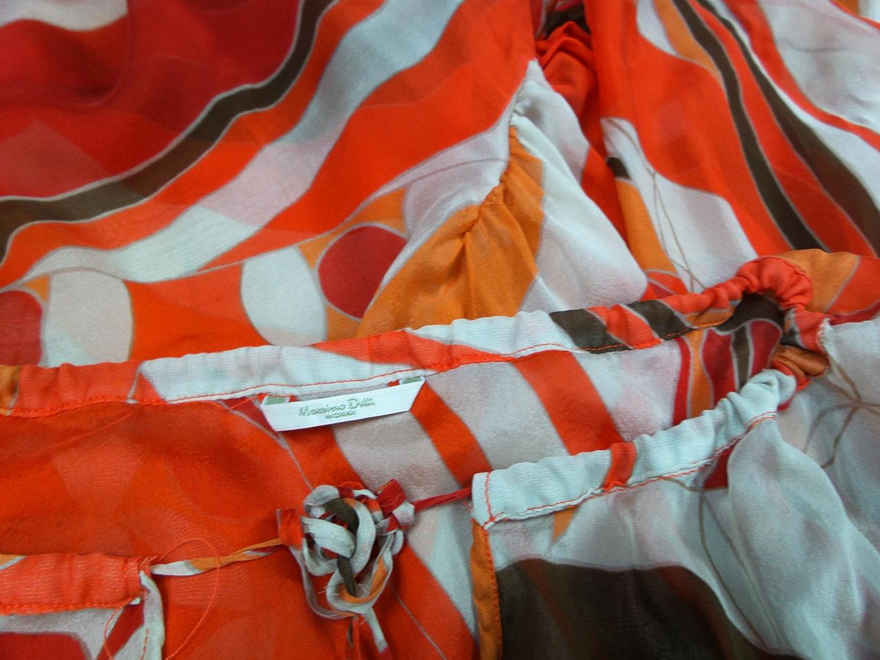 Massimo dutti Rozmiar XS Kolor Czerwony Geometryczny Okrągły dekolt Tunika Bluzka Rękaw 3/4 Materiał Jedwab 100% Massimo dutti Rozmiar XS Kolor Czerwony Geometryczny Okrągły dekolt Tunika Bluzka Rękaw 3/4 Materiał Jedwab 100%