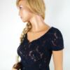 ABERCROMBIE KIDS Rozmiar S Kolor Granatowy W łódkę Bluzka Crop Top Krótki rękaw Materiał Bawełna