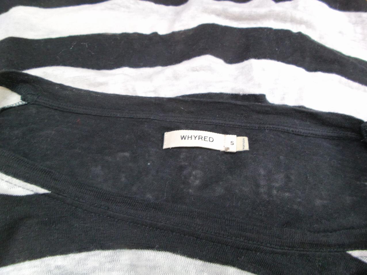 WHYRED Rozmiar S Kolor Czarny Pasy Okrągły dekolt Tunika Bluzka Długi rękaw Materiał Len 100% WHYRED Rozmiar S Kolor Czarny Pasy Okrągły dekolt Tunika Bluzka Długi rękaw Materiał Len 100%
