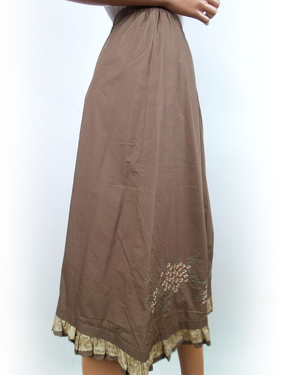 Vintage Rozmiar 34 Kolor Brązowy Spódnica Maxi Długa Materiał Bawełna 100%