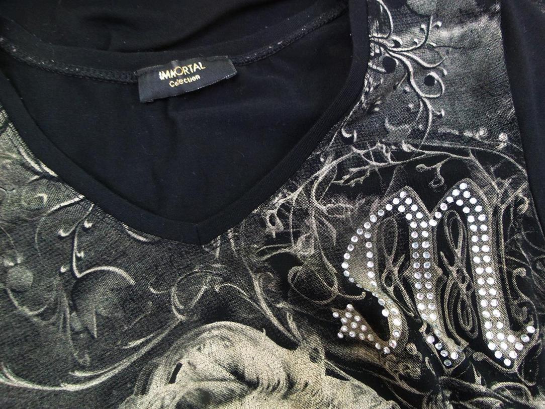 Immortal Collection Rozmiar S Kolor Czarny W serek T-Shirt Krótki rękaw Materiał Bawełna
