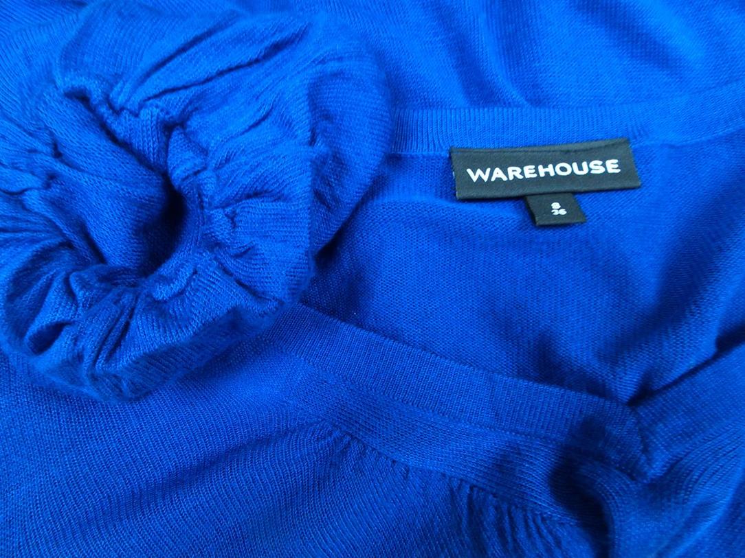 Warehouse Rozmiar 36 Kolor Granatowy W serek Tunika Bluzka Dzianina Rękaw 3/4 Materiał Wiskoza 100%