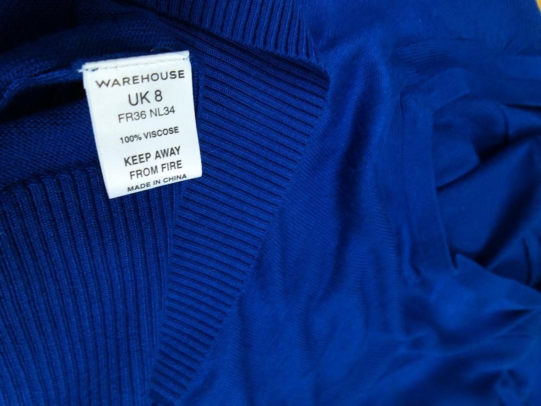 Warehouse Rozmiar 36 Kolor Granatowy W serek Tunika Bluzka Dzianina Rękaw 3/4 Materiał Wiskoza 100%