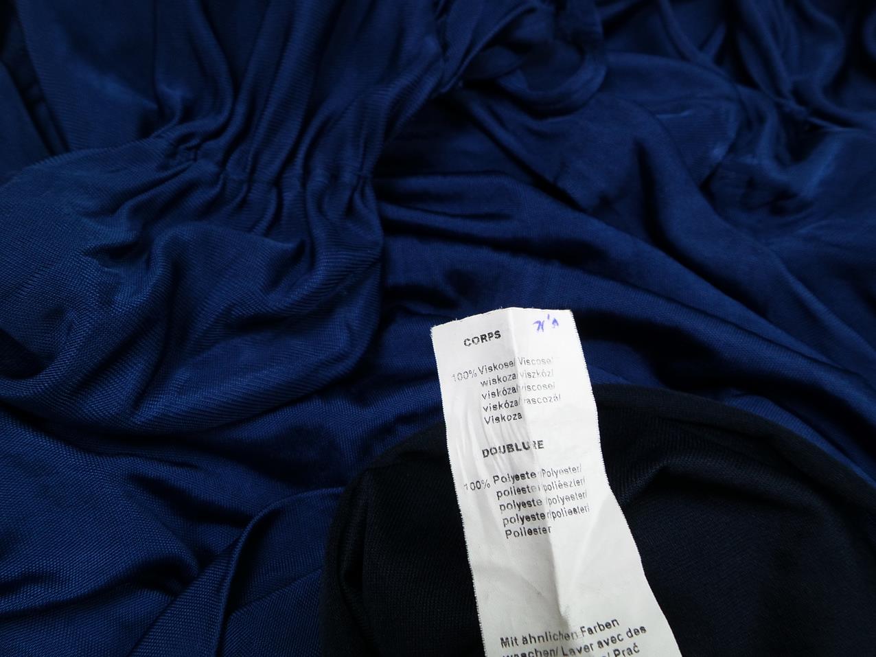 Orsay Rozmiar M Kolor Granatowy W serek Sukienka Bodycon Krótki rękaw Midi Materiał Wiskoza 100%