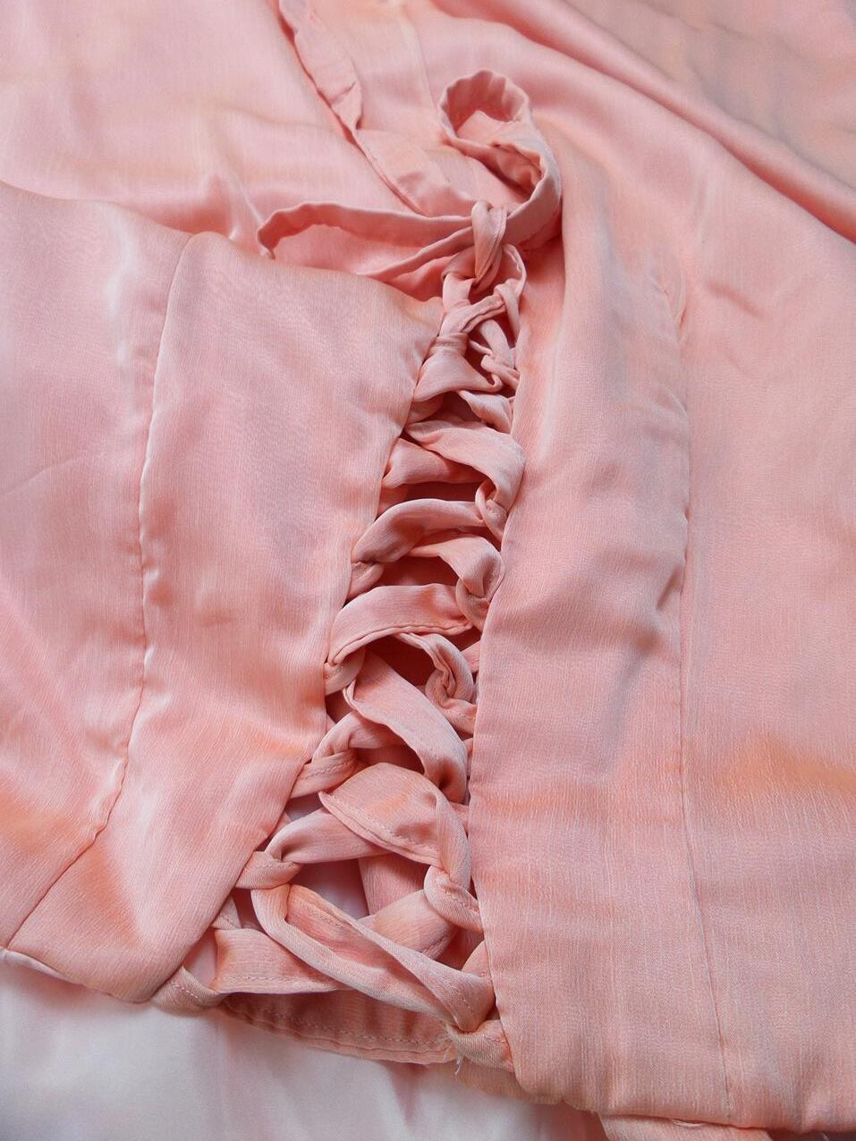 Vintage Rozmiar XL Kolor Pudrowy Róż Na Jedno Ramię Suknia Balowa Sukienka Wieczorowa Bezrękawnik Długa Vintage Rozmiar XL Kolor Pudrowy Róż Na Jedno Ramię Suknia Balowa Sukienka Wieczorowa Bezrękawnik Długa